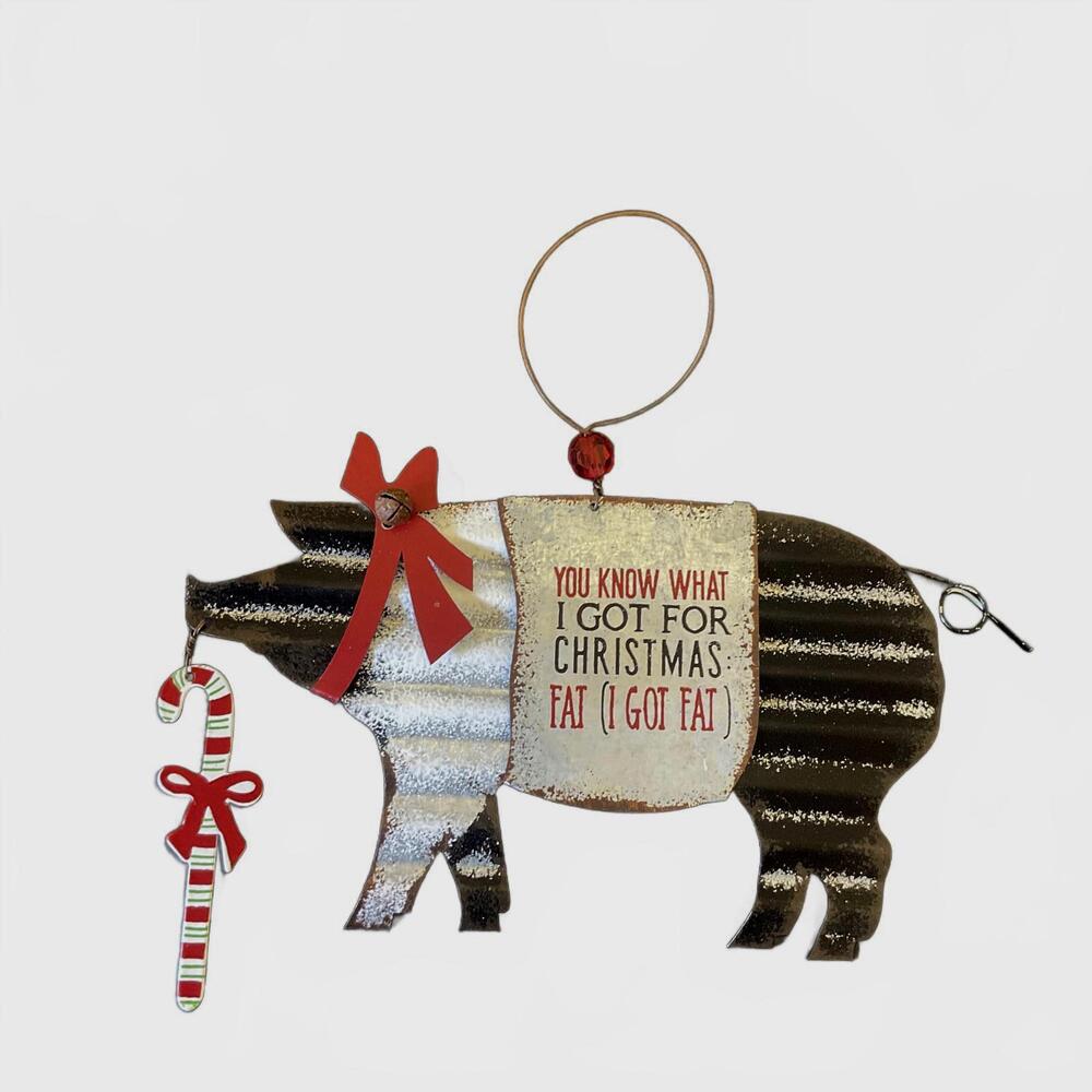 Brand New Sunset Vista Designs Pig " I got fat" funny Comedy Christmas Ornament